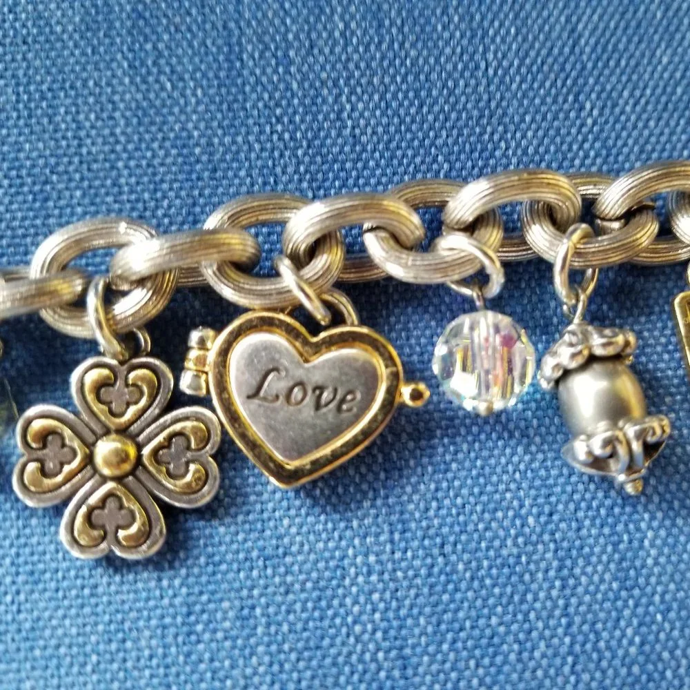 🩷BOGO* Brighton Y2K Vintage Breast Cancer Encouragement Charm Bracelet - GPC🩷 - Picture 4 of 16